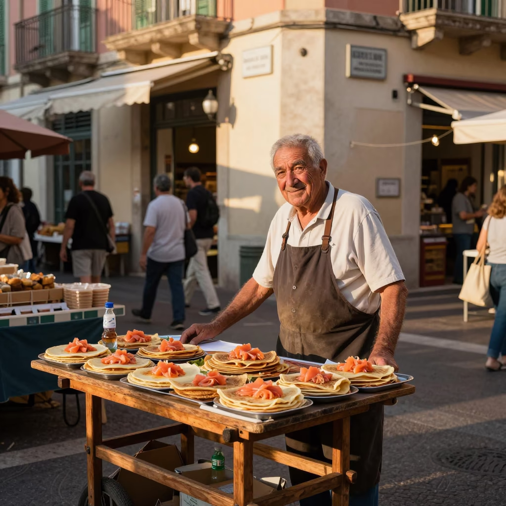 Candid Late Afternoon Street Scene in Nice France with Local Market Elements in in Nice, France