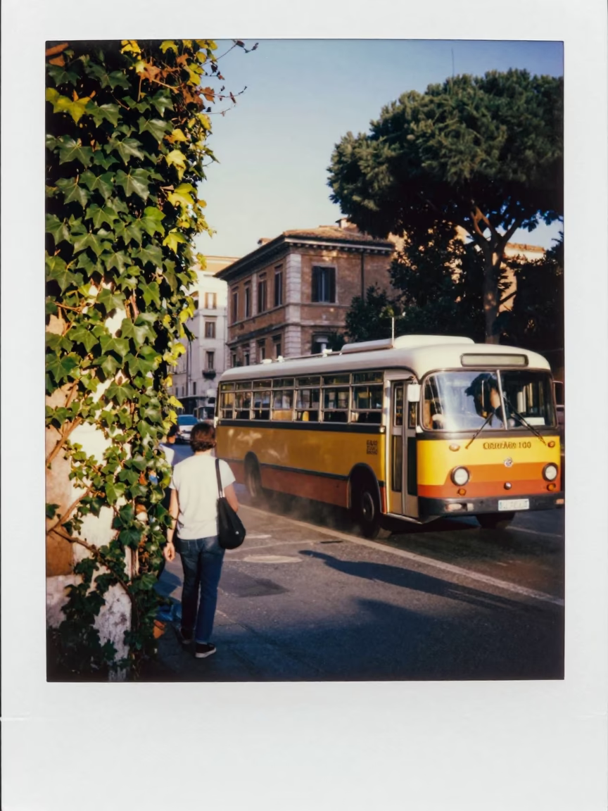 Candid Late Afternoon Street Scene in Rome Italy with Ivy and Vintage Details in in Rome, Italy