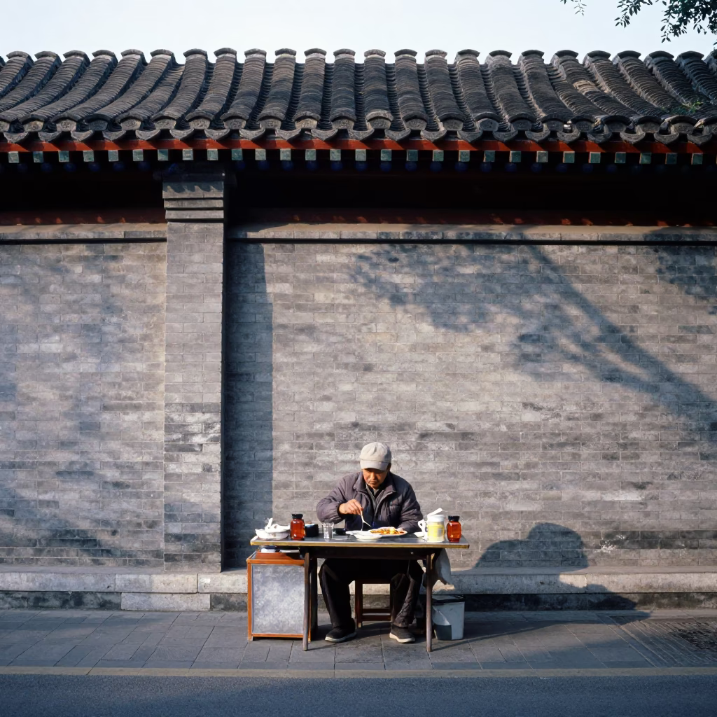 Candid Late Morning Street Scene in Beijing China with Vintage 1990s Atmosphere in in Beijing, China
