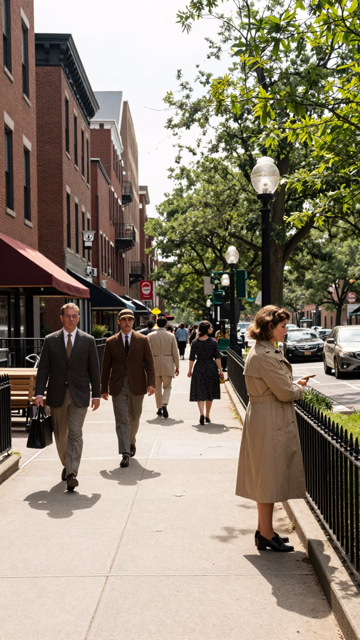 Candid Midmorning Street Scene in Boston Massachusetts with Local Details in in Boston, Massachusetts, United States
