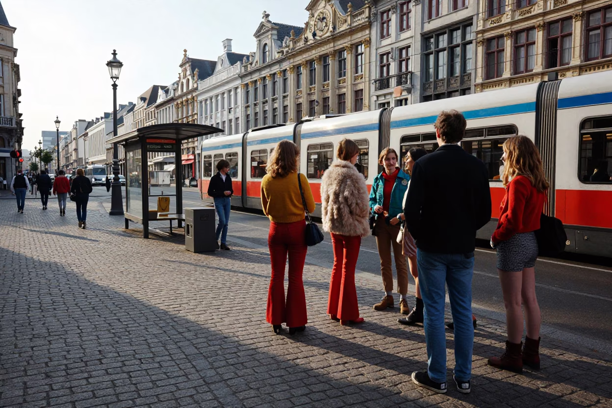 Candid Moment in Brussels at As First Light Reaches The Scene in in Brussels, Belgium