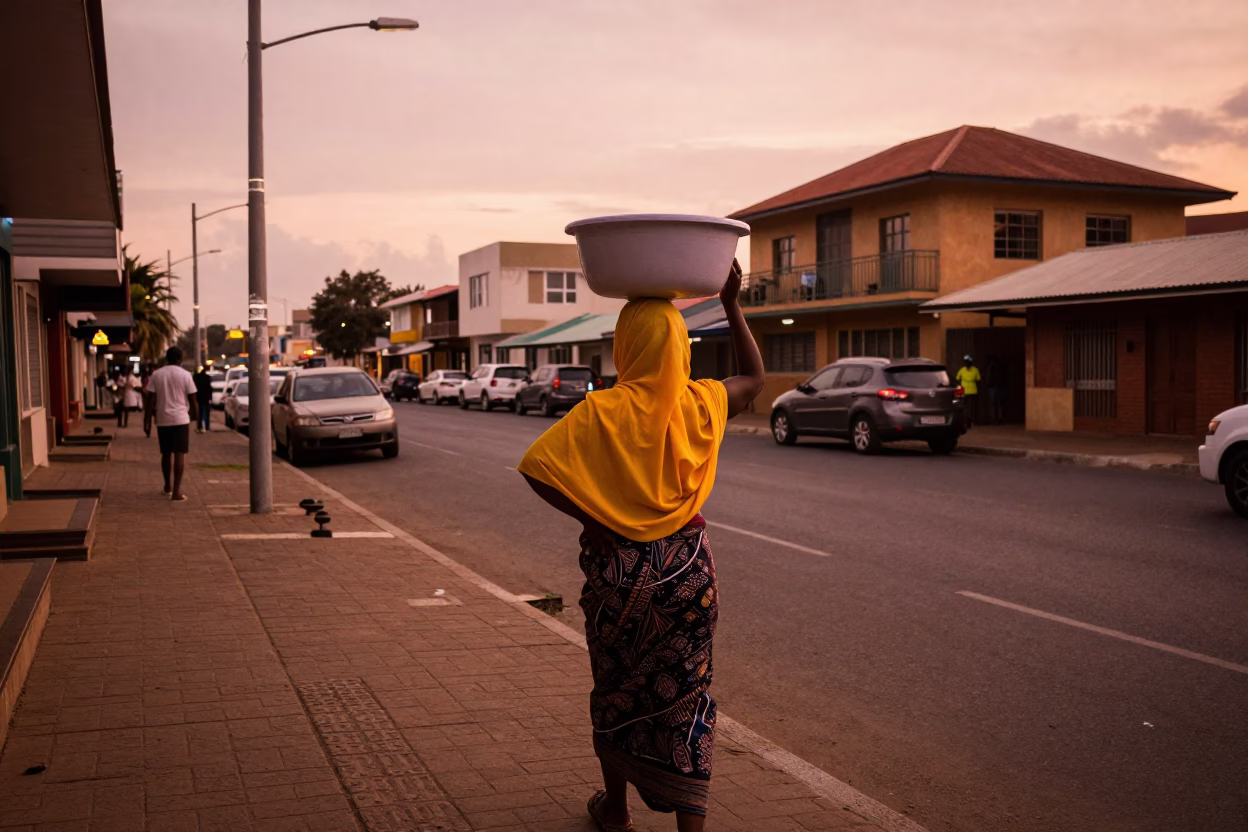 Candid Moment in Durban at Copper-toned Light Before Dusk in in Durban, South Africa