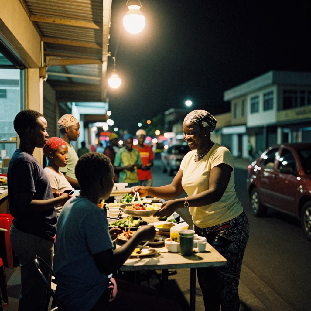 Candid Moment in Durban at Late At Night Light in in Durban, South Africa