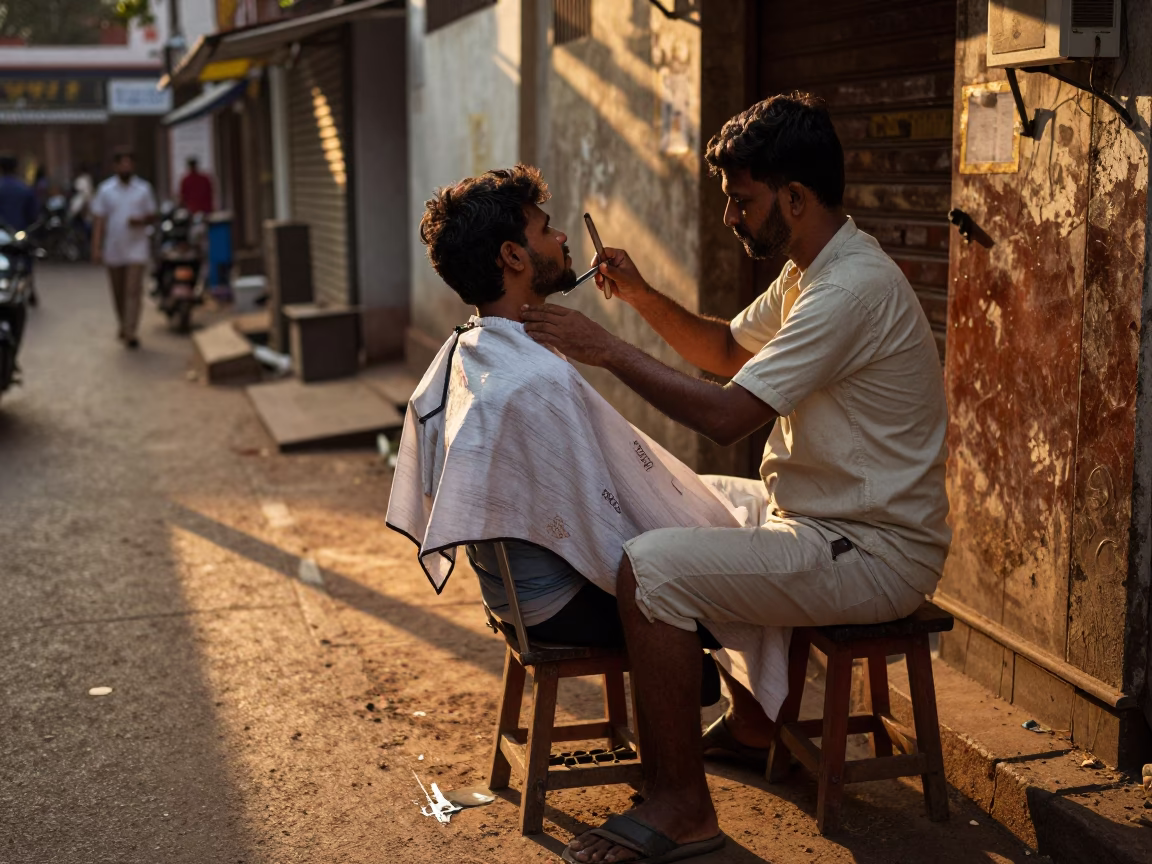Candid Moment in Kochi at Honeyed Evening Light in in Kochi, India