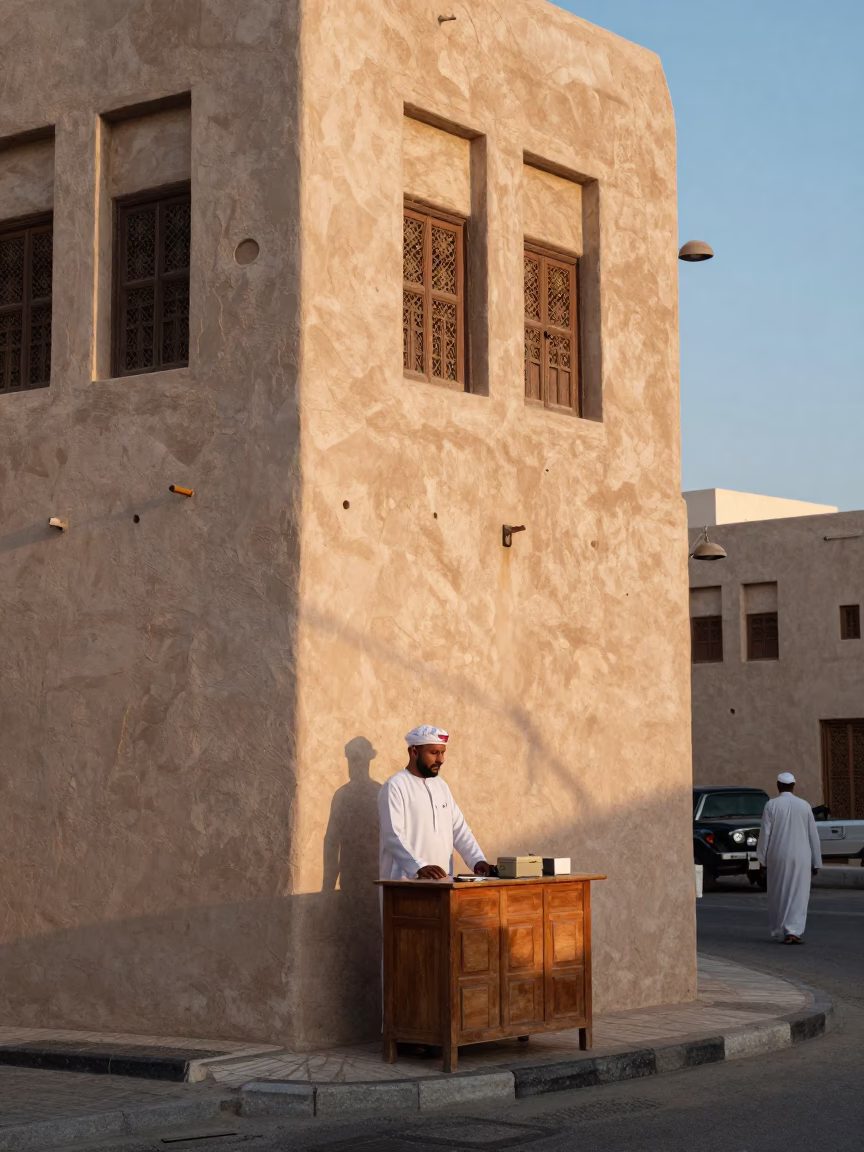 Candid Moment in Muscat at As First Light Reaches The Scene in in Muscat, Oman