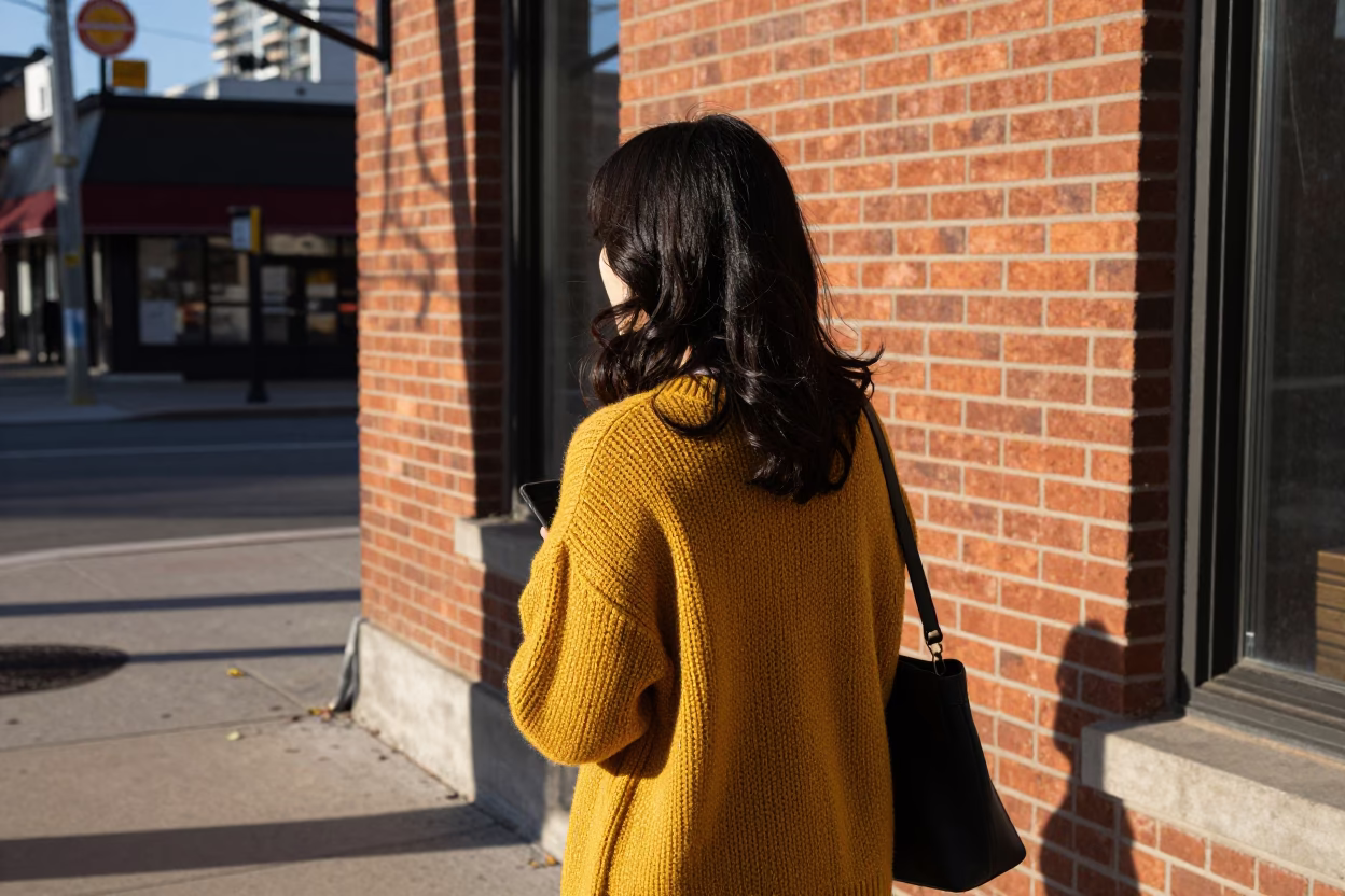 Candid Moment in Toronto at Clear Late-afternoon Light in in Toronto, Ontario, Canada