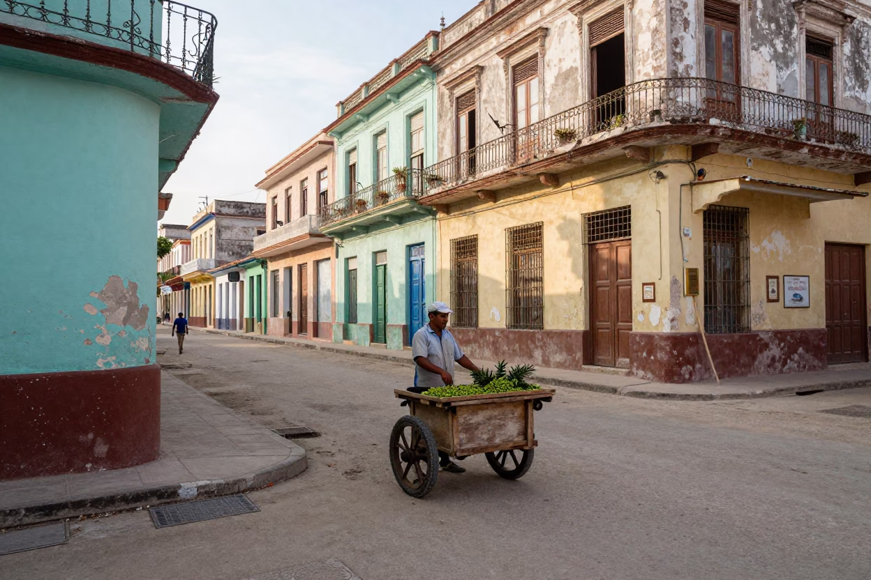 Candid Morning in Havana Cuba Street Scene with Olives and Rustic Charm in in Havana, Cuba