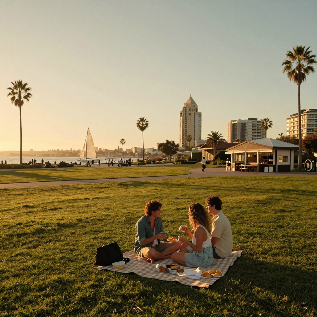 Candid San Diego Balboa Park Evening with Sailing and Picnic Details in in San Diego, California, United States