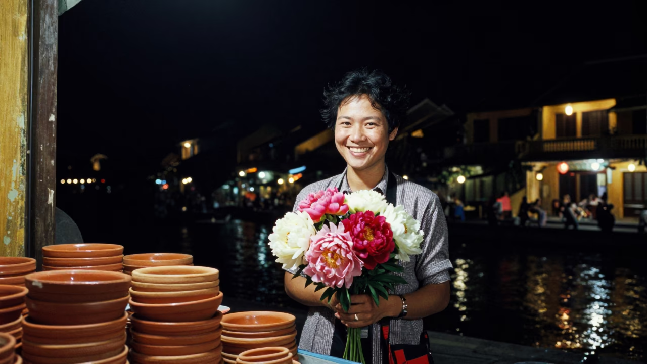 Candid Shot at The Deepest Night Sky Light in Hoi An in in Hoi An, Vietnam