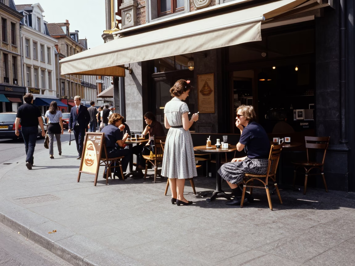 Candid Street Scene in Brussels Belgium Noon Light with Local Objects in in Brussels, Belgium