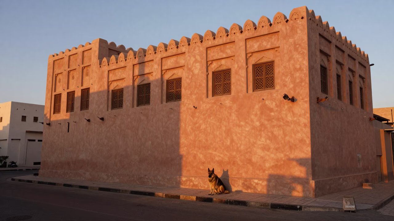 Candid Street Scene in Muscat Oman Before Dusk with Traditional Architecture and Local Life in in Muscat, Oman