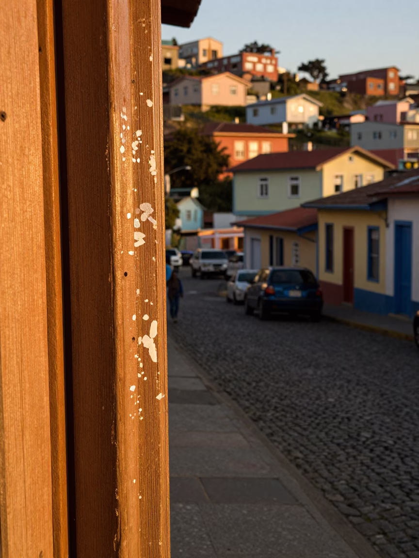 Candid Street Scene in Valparaiso Chile with Paint Flecks and Daily Life in in Valparaiso, Chile
