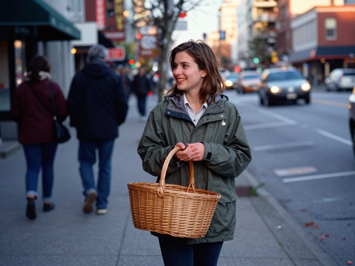 Candid Vancouver Street Scene Late Afternoon with Local Elements in in Vancouver, British Columbia, Canada