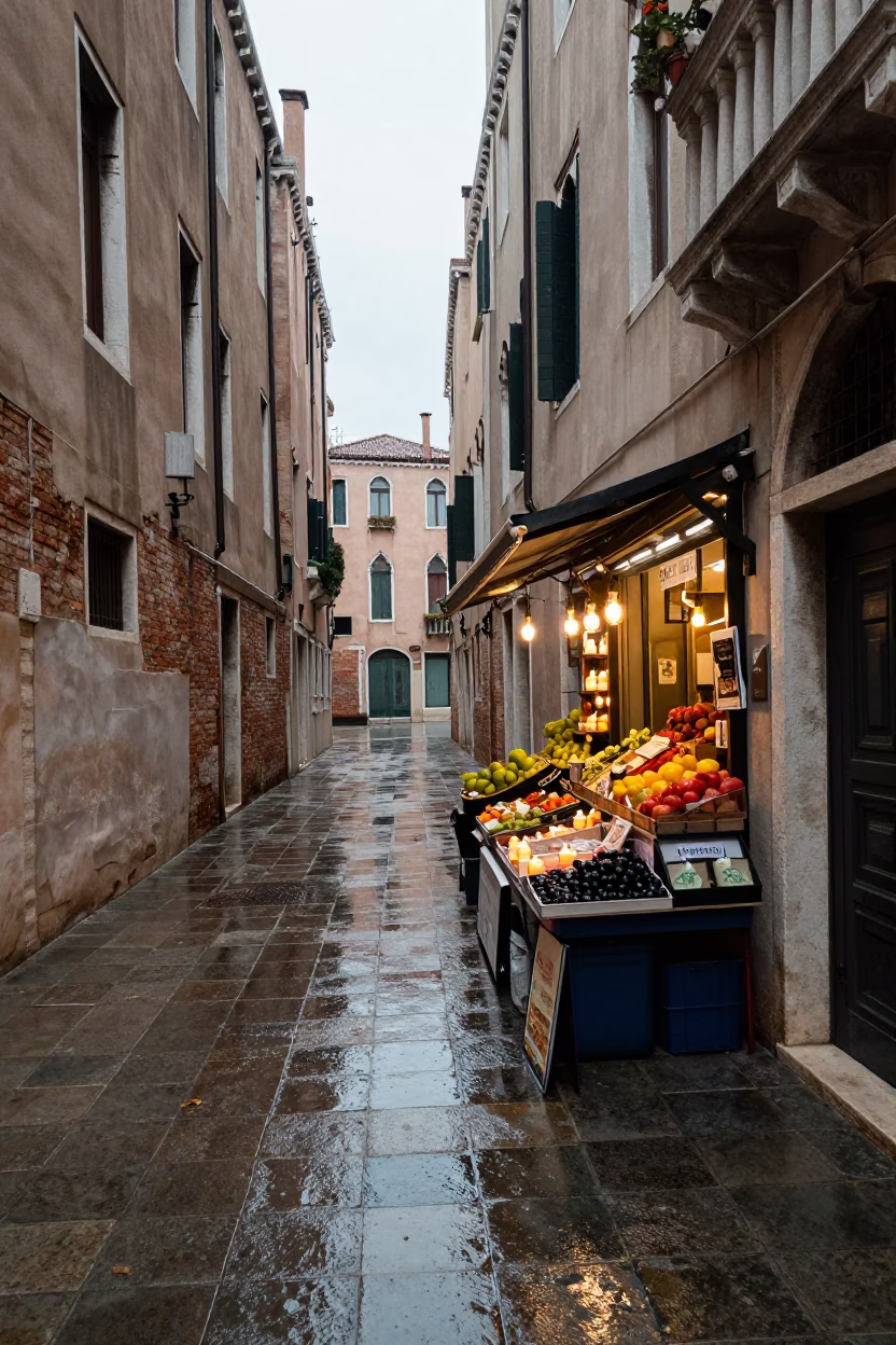 Candle in Venice at First Light in in Venice, Italy