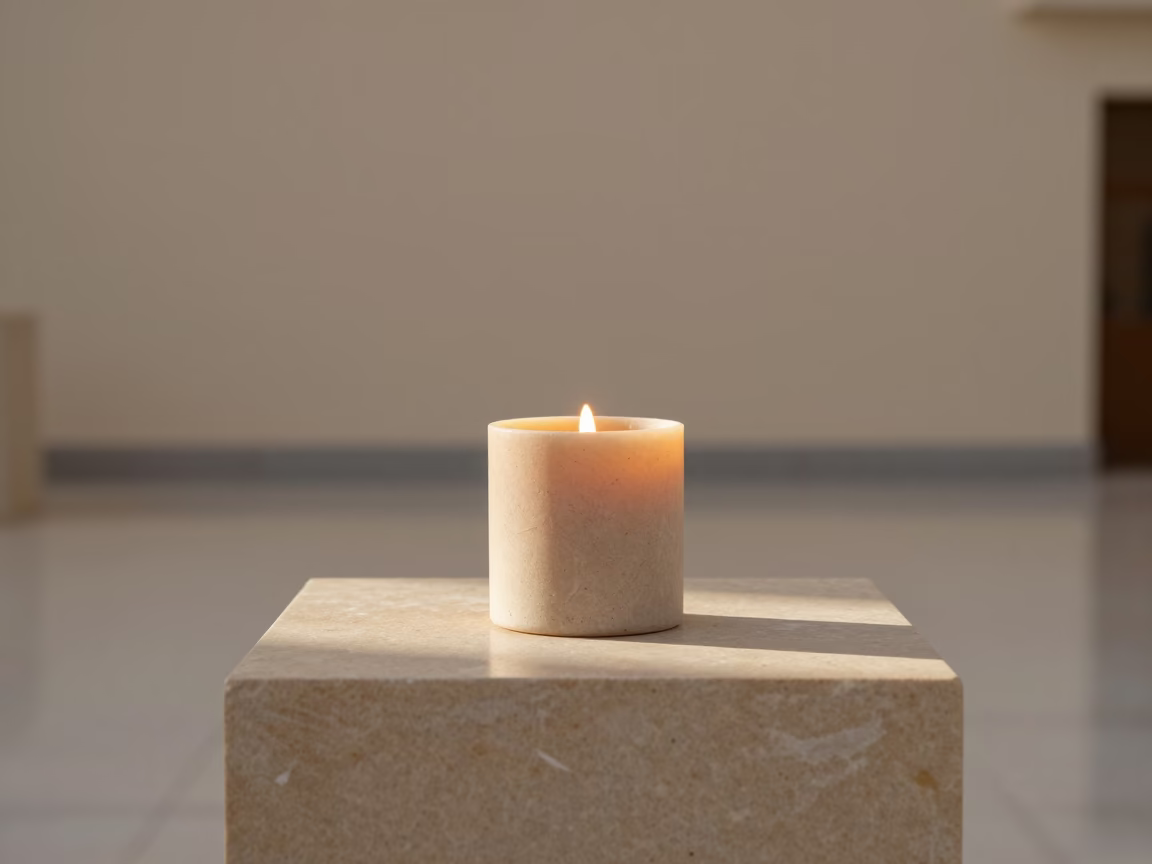 Candle on Museum Plinth in Manama in on a museum plinth in Manama