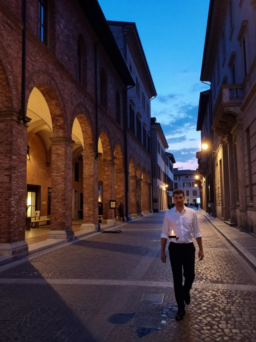 Candle Snuffer in Bologna at Indigo Twilight After Sunset in in Bologna, Italy