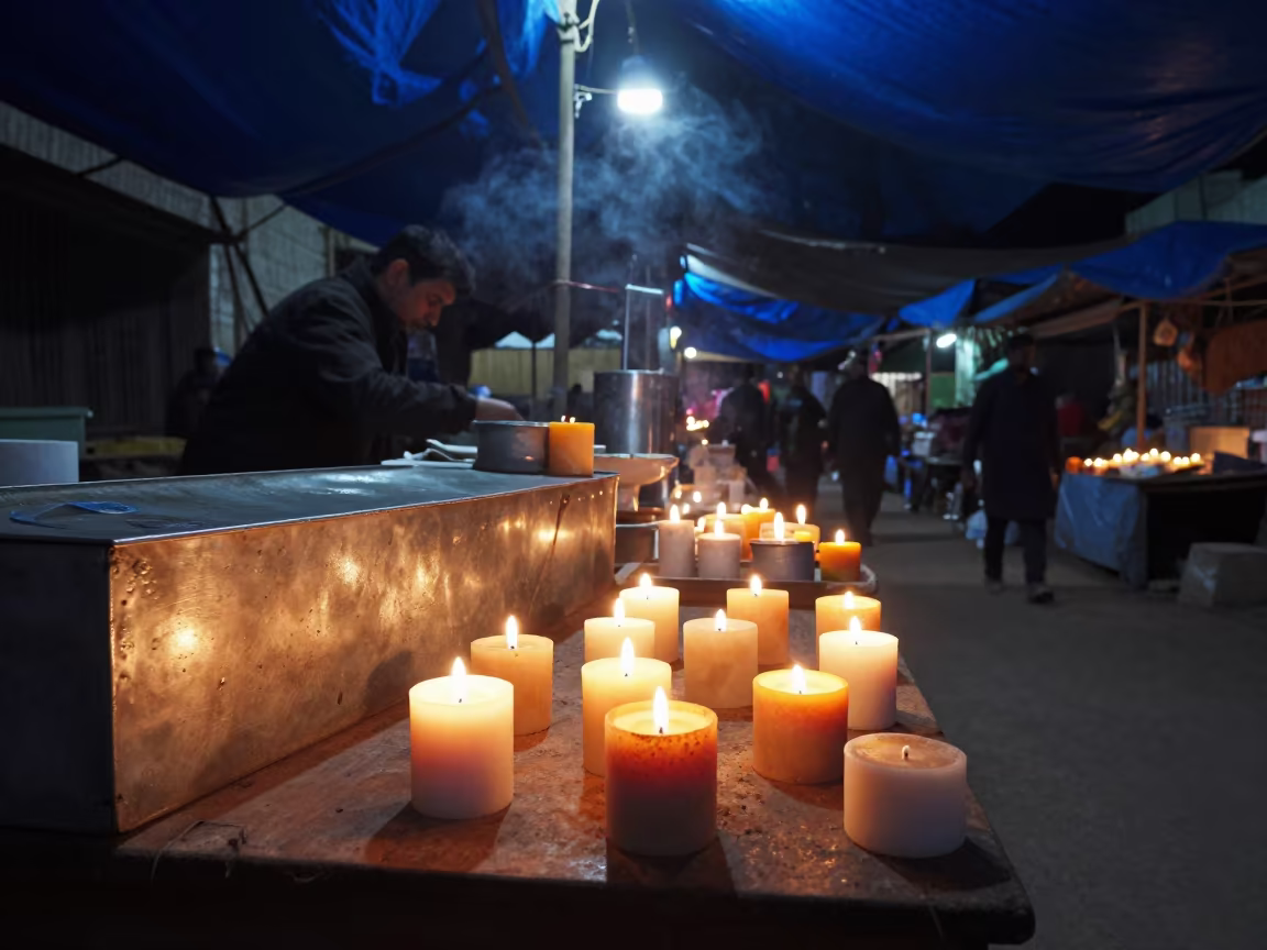 Candle Vendor at Winter Market Jalandhar in beside a fish counter in Jalandhar