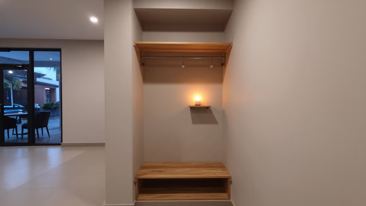 Candlelit Amenity Closet Before Dawn Tabora in inside a hotel lobby in Tabora