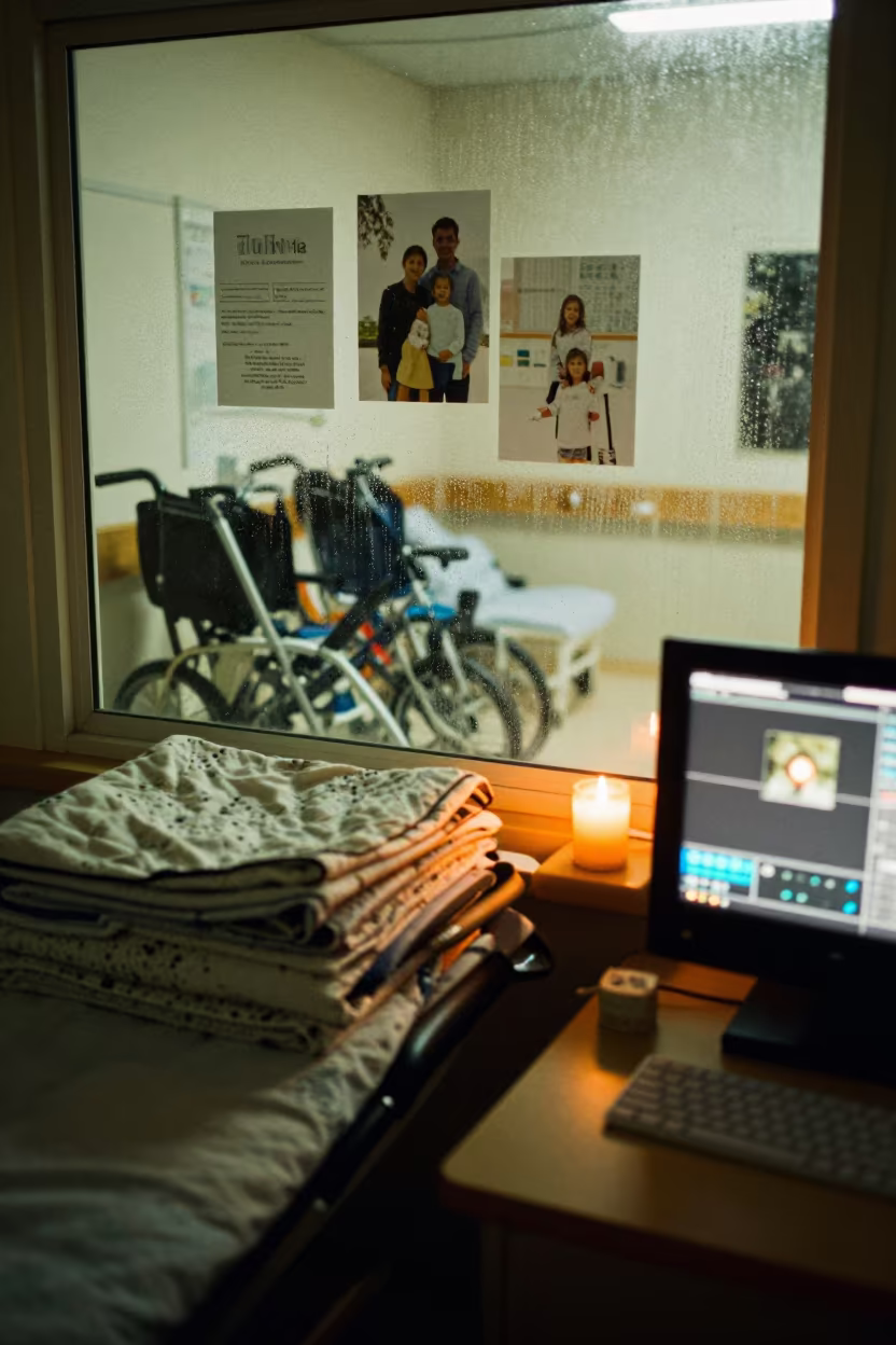Candlelit Care Hall with Blinking Monitors in inside a clinic exam room near Tauranga