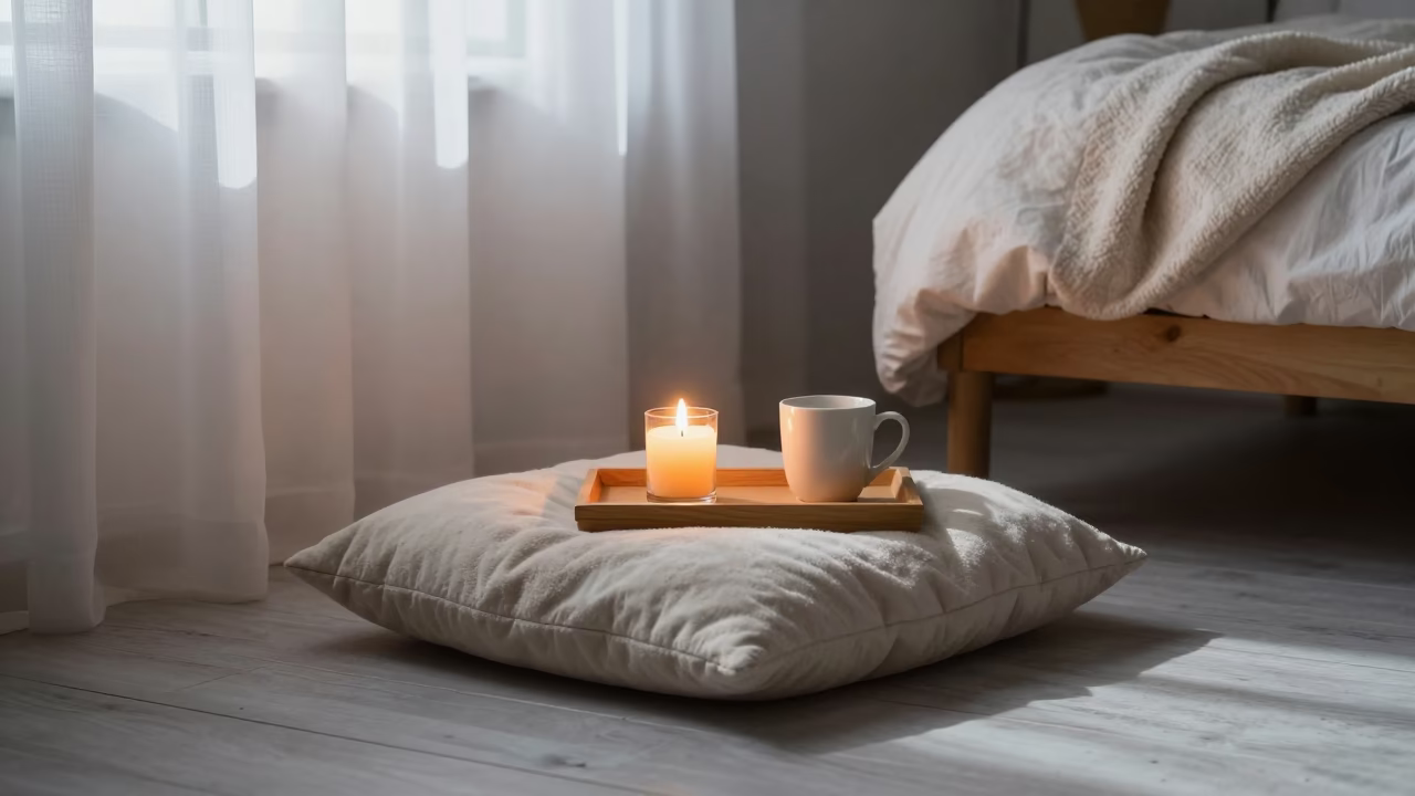 Candlelit Cushion Nest Winter Bedroom in in a candlelit bedroom in San Cristóbal de La Laguna