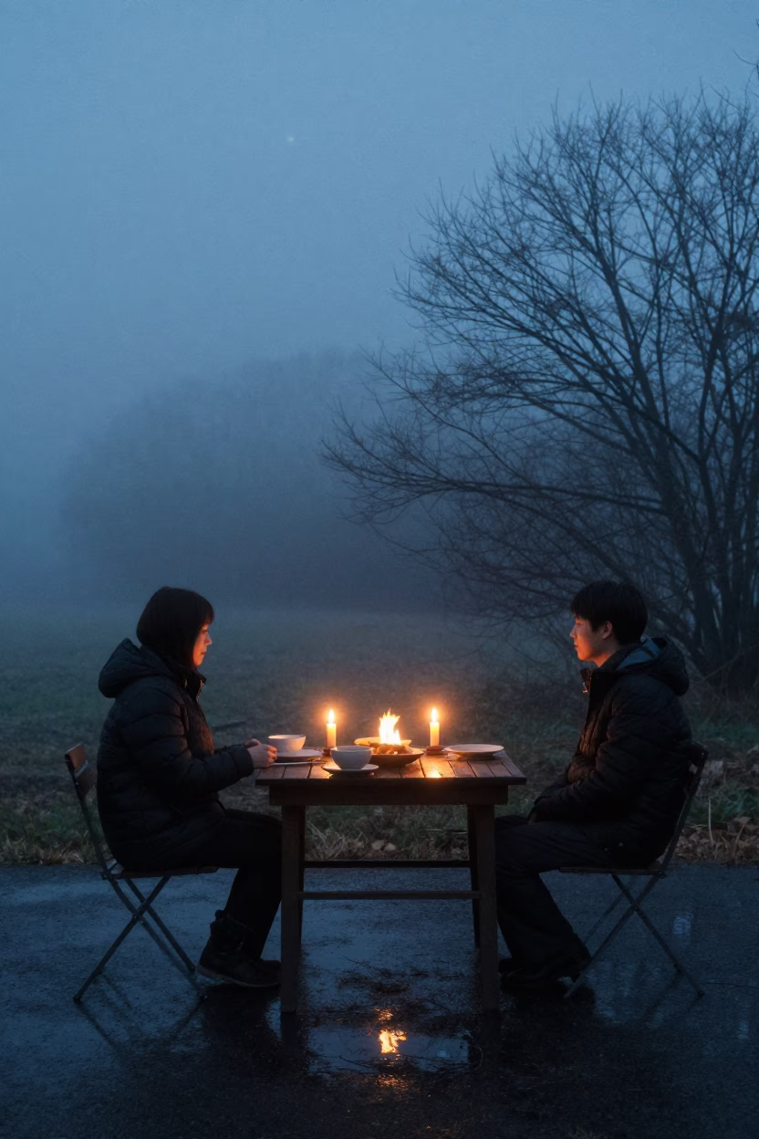 Candlelit Dinner Table Under Chubu Starlight in under a band of cold starlight in Chubu