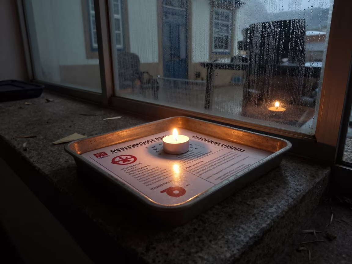 Candlelit Emergency Tray on Ouro Preto Plinth in on a museum plinth in Ouro Preto