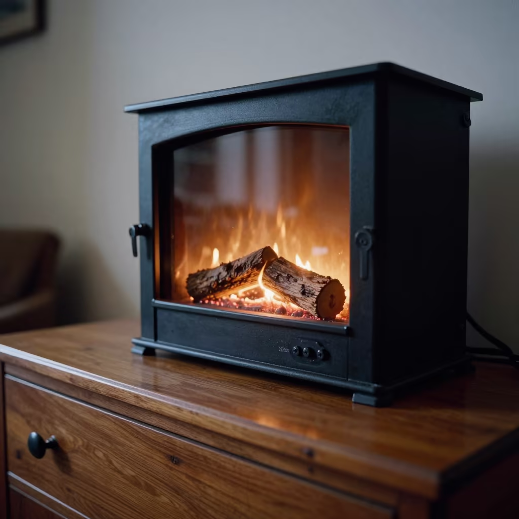 Candlelit Fireplace on Westlands Hotel Dresser in on a hotel dresser in Westlands, Nairobi