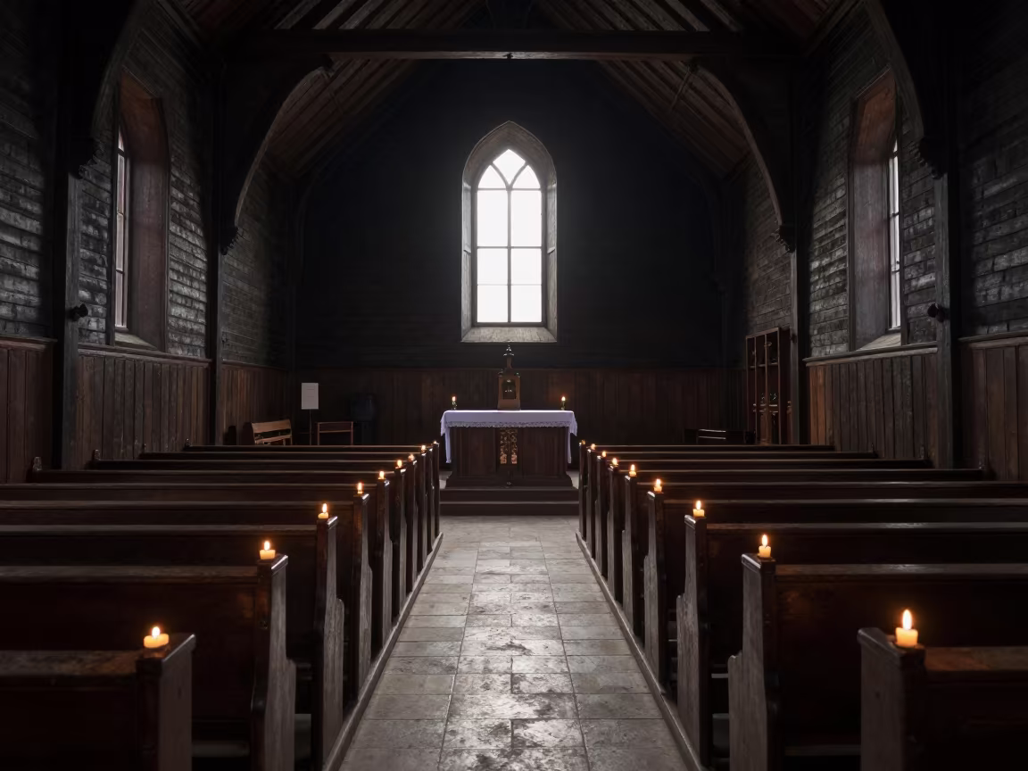 Candlelit Nave in Soweto with Fjord Light in inside a candlelit nave in Soweto