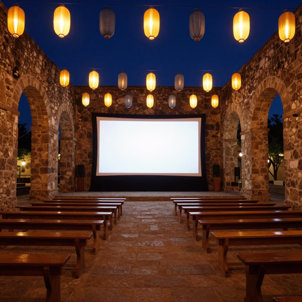Candlelit Outdoor Cinema in Culiacán Shrine in in a shrine lined with lanterns in Culiacán