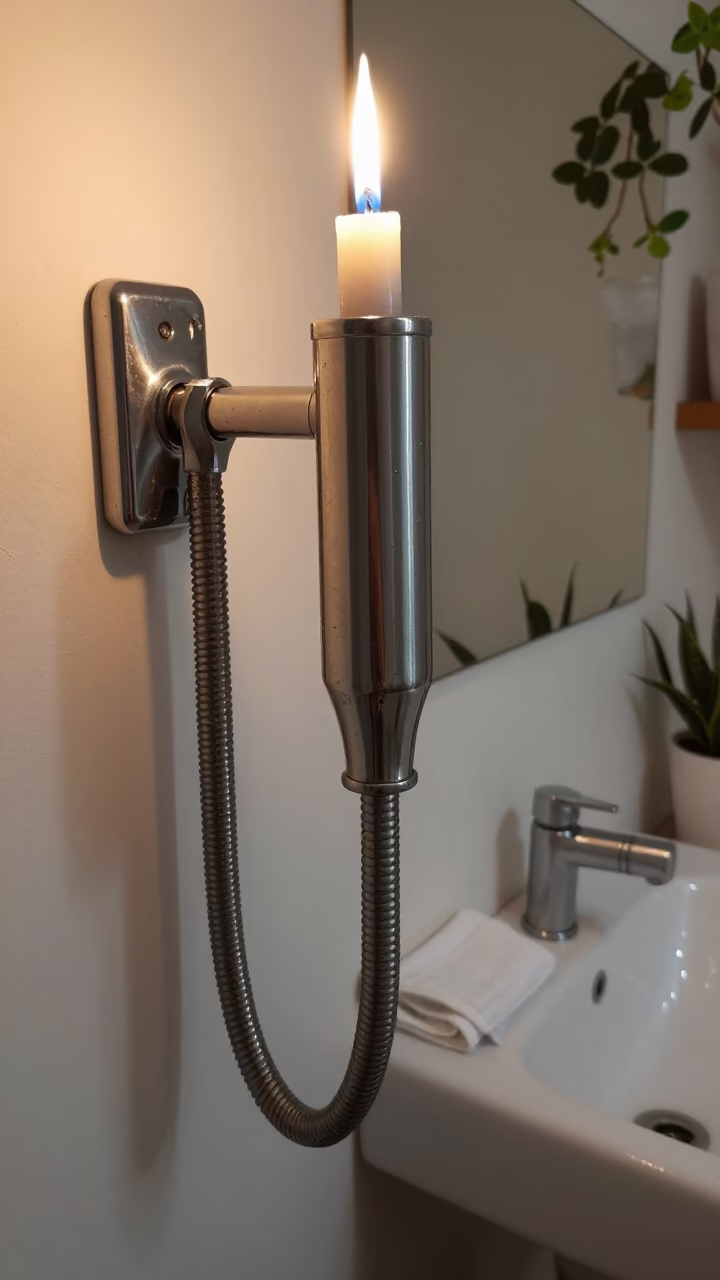 Candlelit Siphon Hose Hanger in Adoption Room in inside an adoption room in Badajoz