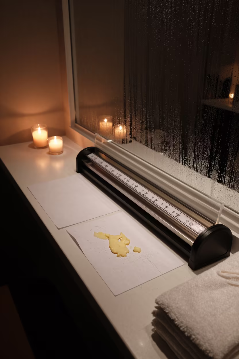 Candlelit Spa Robe Sorter in Daegu Salon in at a salon reception counter in Daegu
