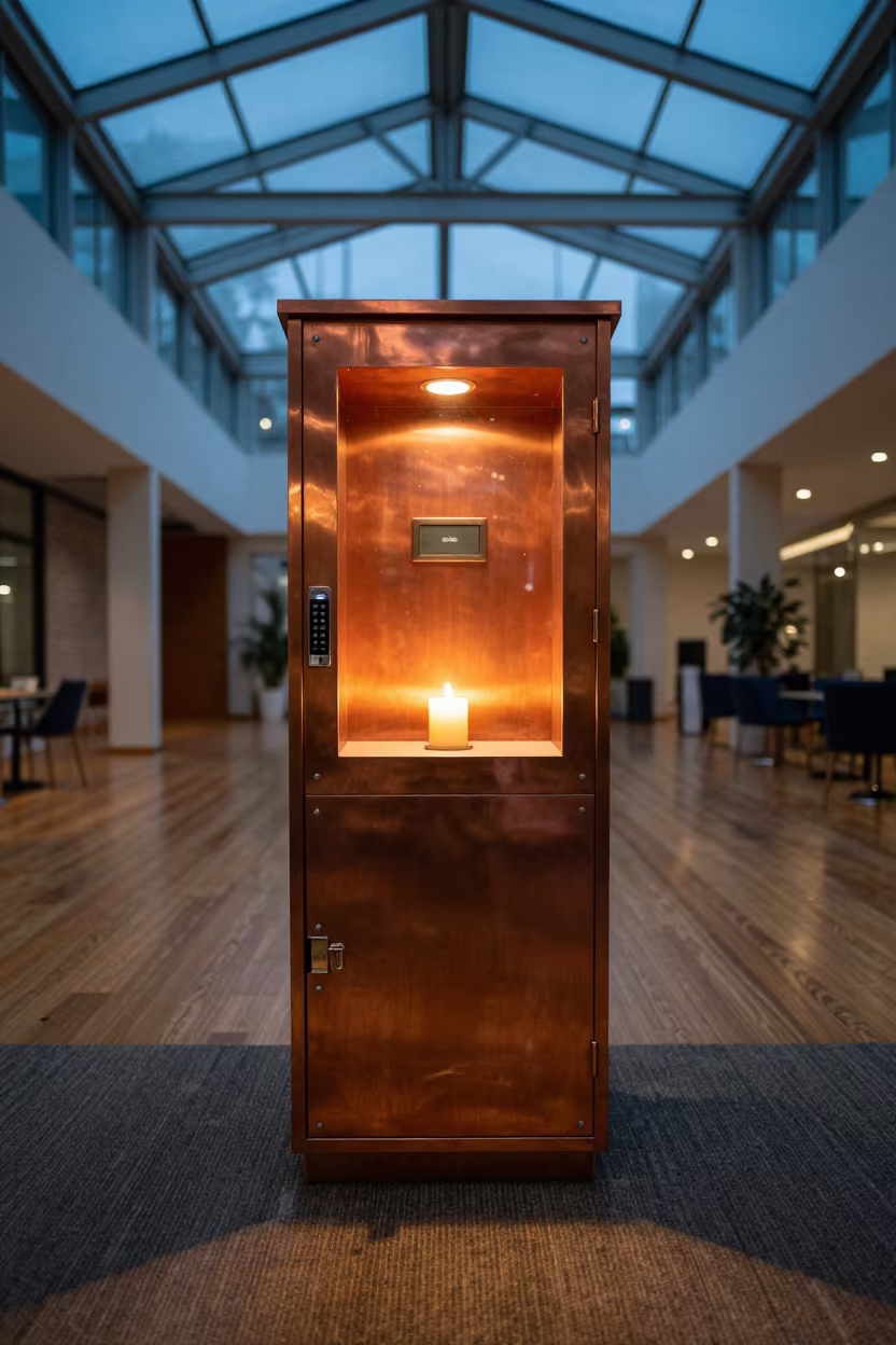 Candlelit Vendor Lockbox in Thies Coworking Atrium in inside a coworking floor in Thies