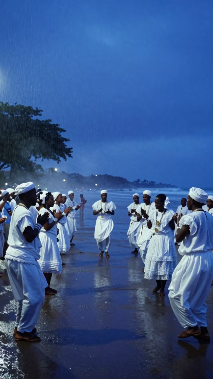 Candomble Dancers in Lilongwe Twilight Monsoon in in Lilongwe