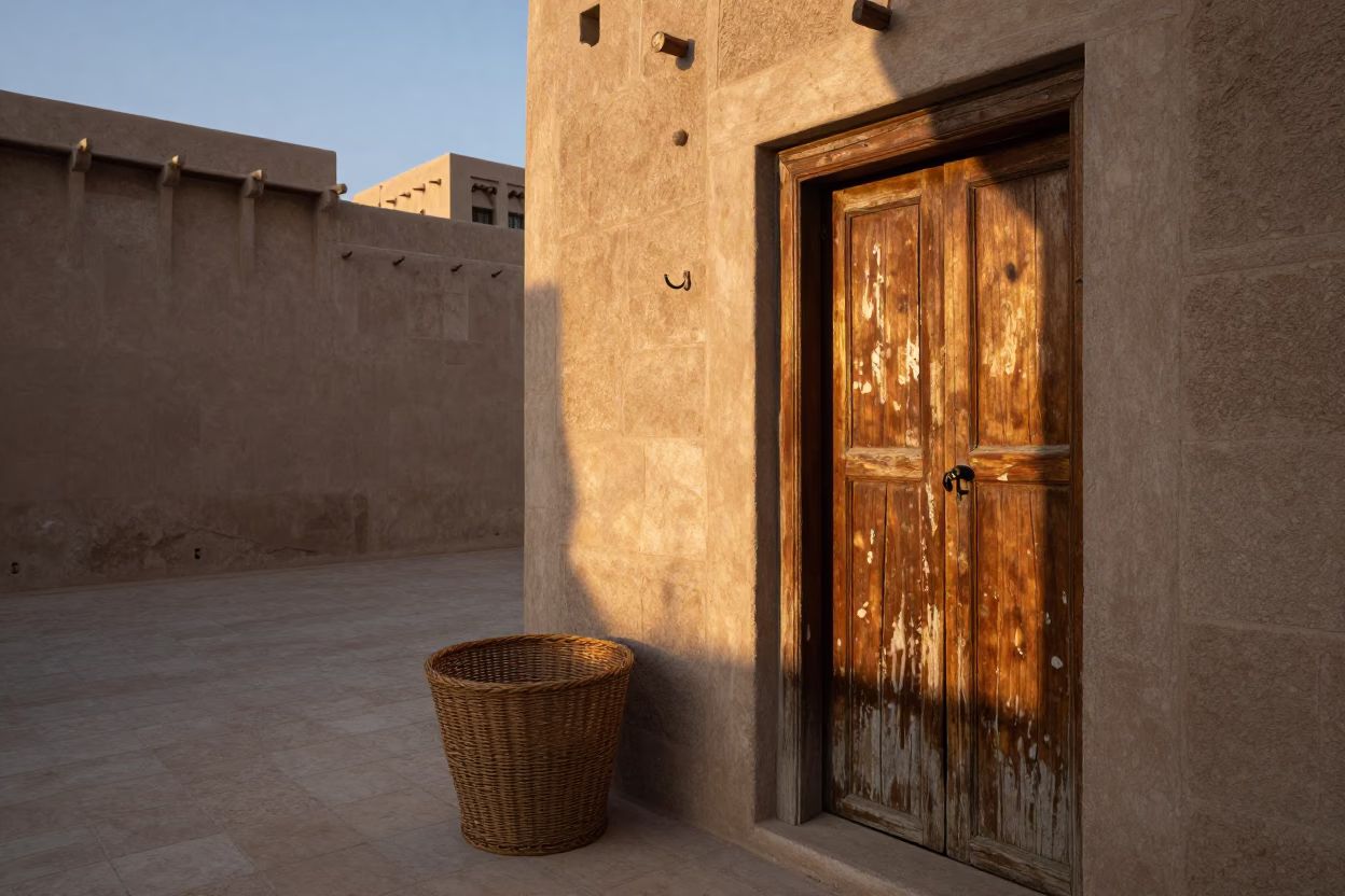 Cane Basket at First Light Of Dawn in Muscat in in Muscat, Oman