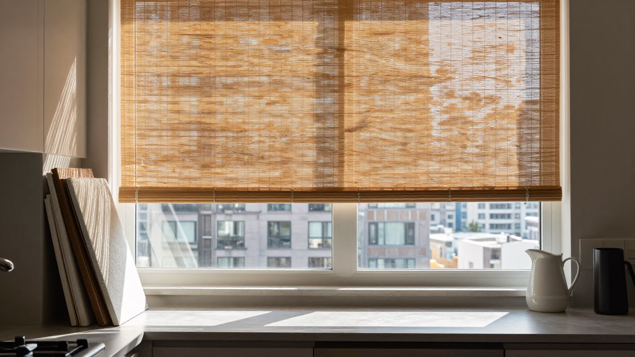 Cane Blinds in Toronto at As First Light Reaches The Scene in in Toronto, Ontario, Canada