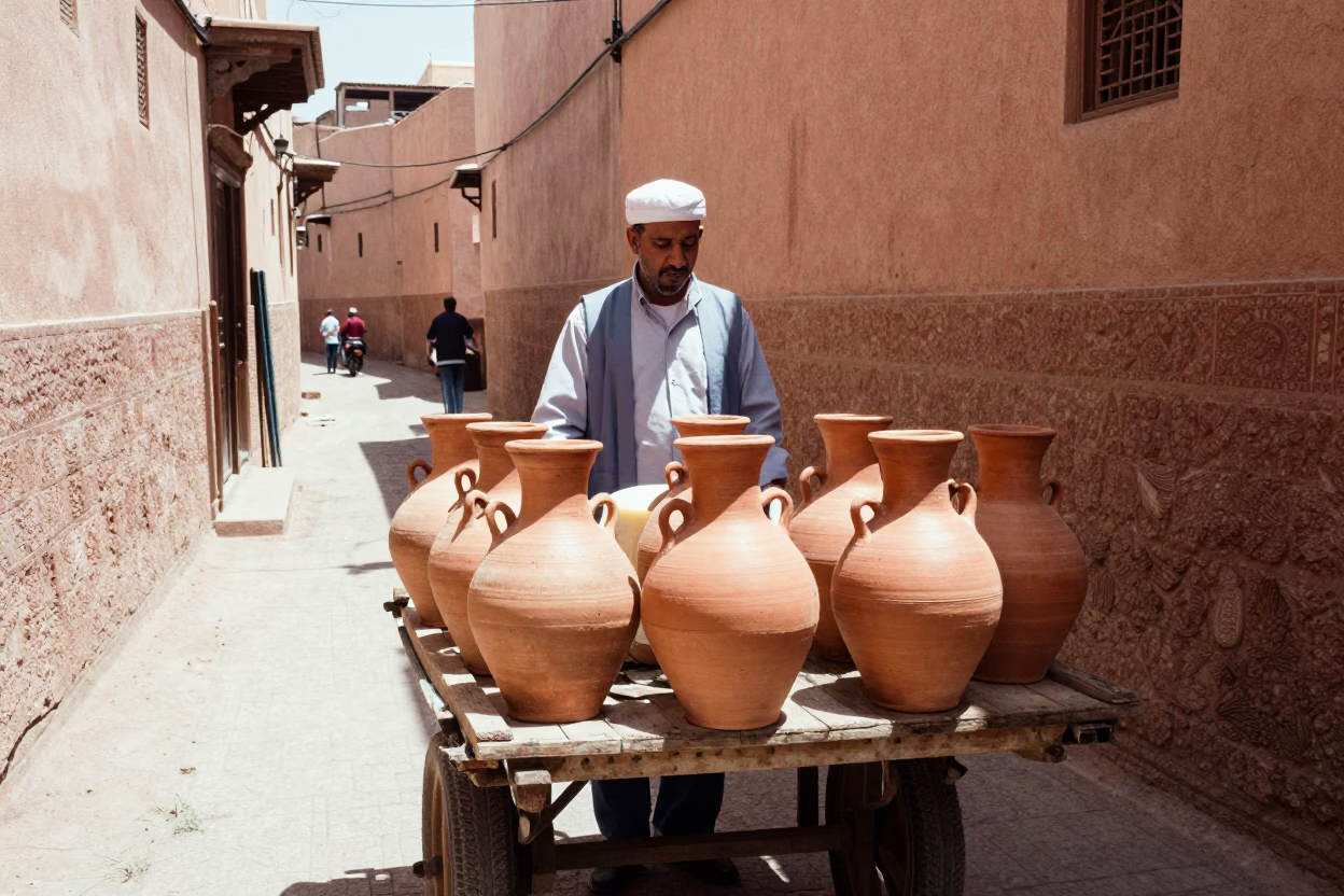 Cane Juice in Marrakech at The Flat Glare Of Noon Light in in Marrakech, Morocco