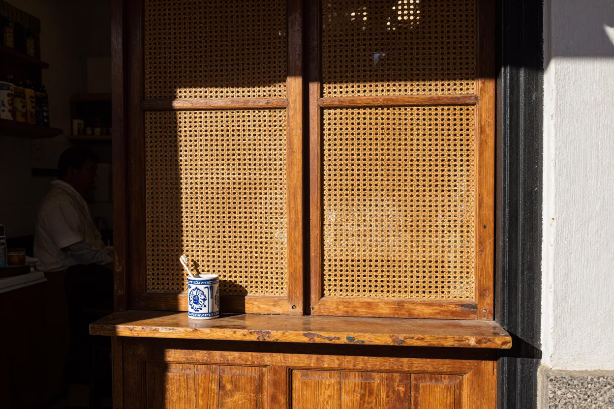 Cane-screened Interior in Seville in in Seville, Spain