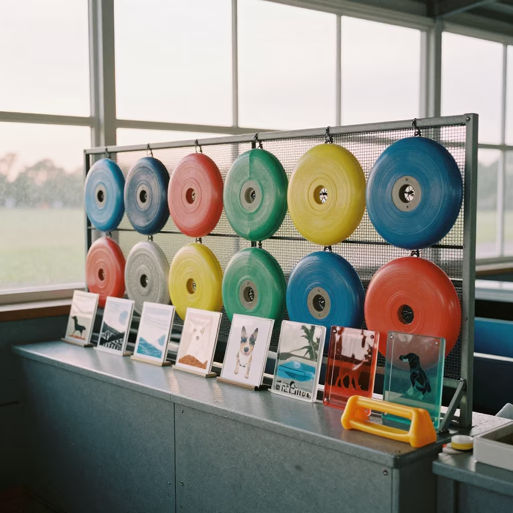 Canine Balance Disk Rack in Southampton Fish Counter in inside a fish bagging counter zone in Southampton