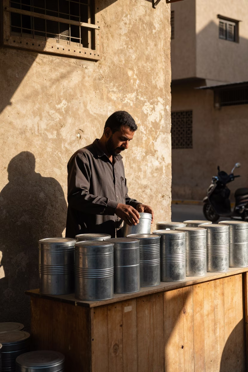 Canisters in Cairo at The Early Afternoon Light in in Cairo, Egypt