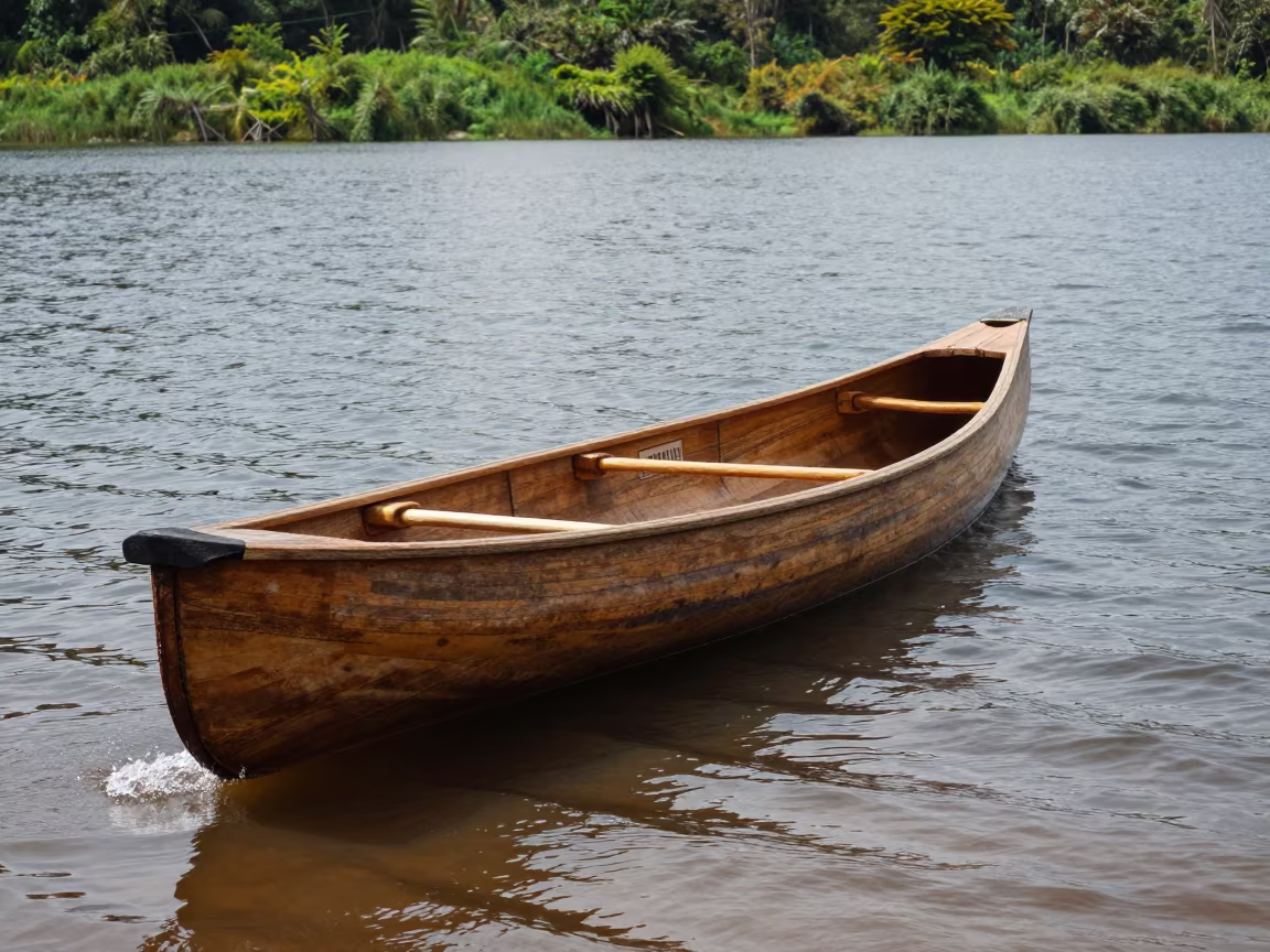 Canoe on Glassy Lake San-Pédro Morning in near San-Pédro