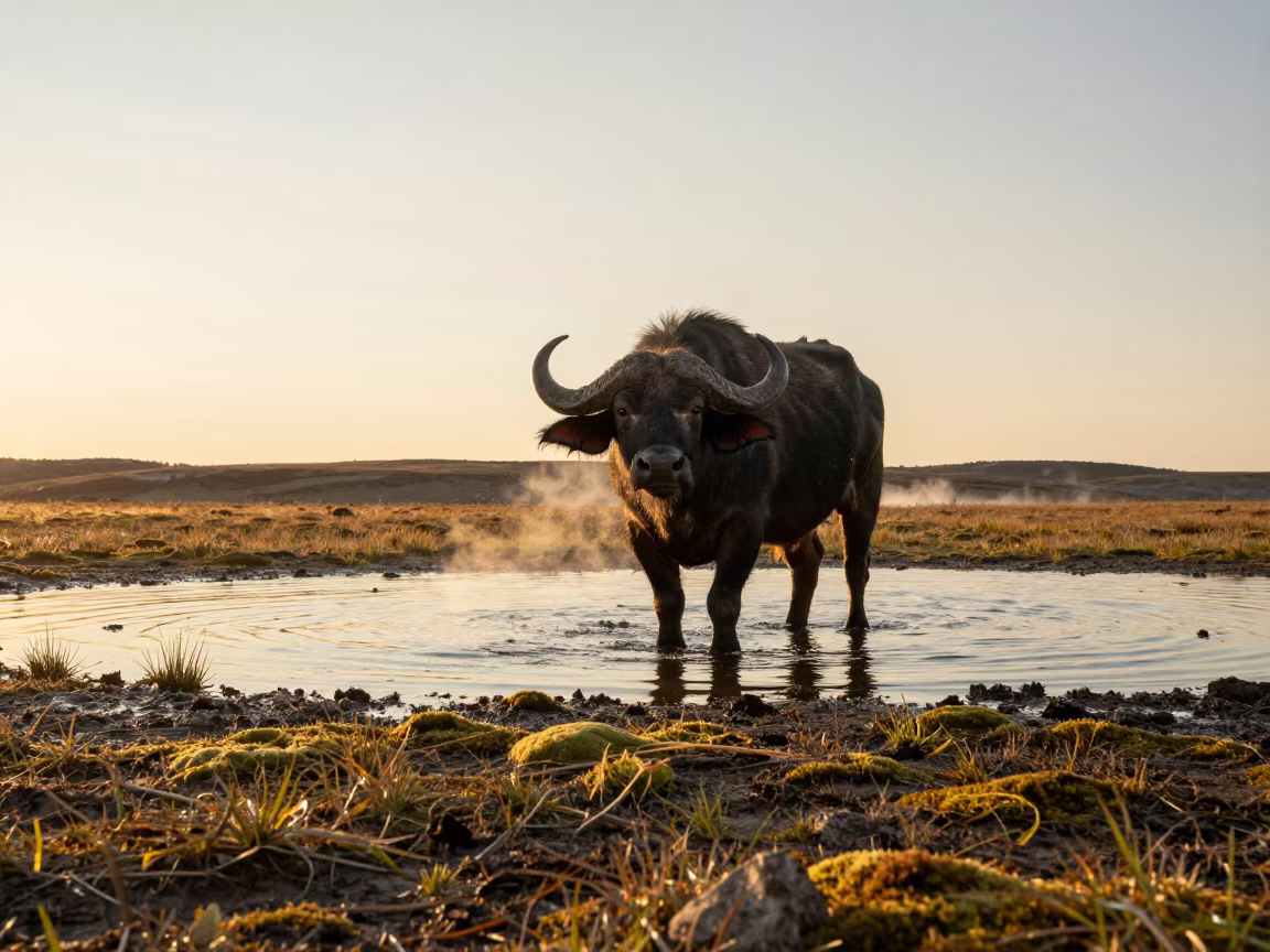 Cape Buffalo at Russian Arctic Waterhole in in Russia