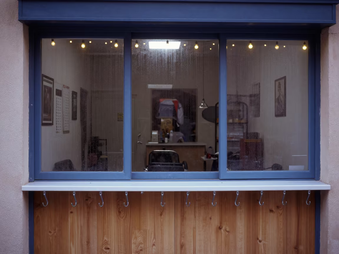 Cape Hook Rail at Salon Counter Midnight Glow in at a salon reception counter in Sfax