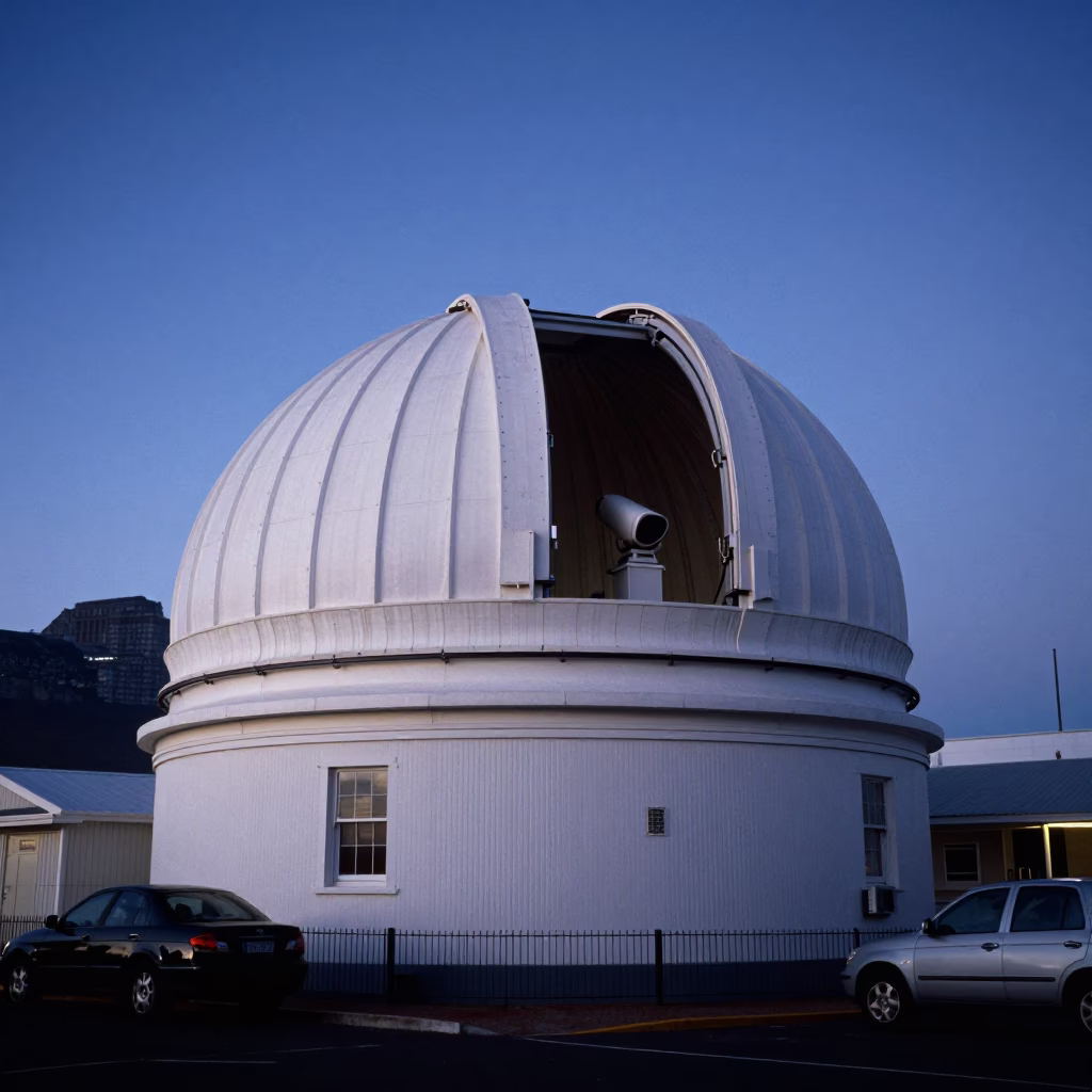 Cape Town Blue Hour Street Scene with Telescope Dome and Local Life in in Cape Town, South Africa