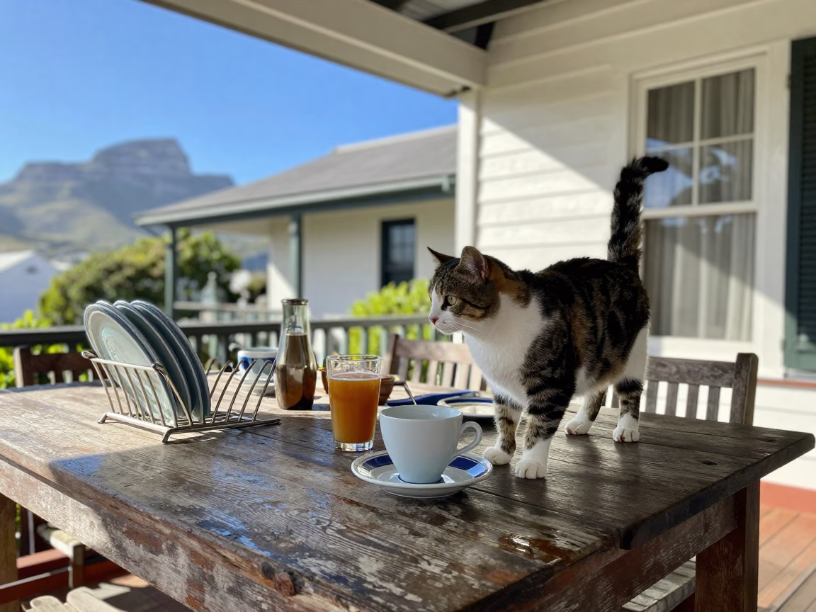Cape Town Cat Stretching in in Cape Town, South Africa
