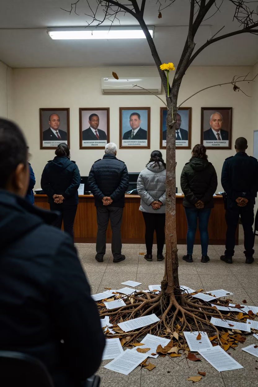 Cape Town Civic Hearing Line and Giant Flower in inside a campaign office in Cape Town