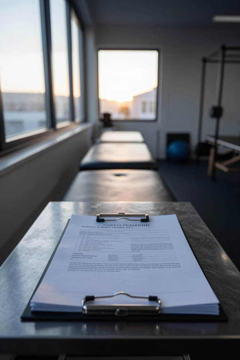 Cape Town Clinic Sharps Audit Binder Morning in inside a rehabilitation gym in Cape Town