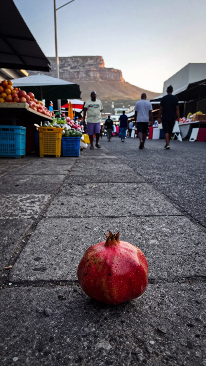 Cape Town Early Evening Street Scene with Local Market Goods and Urban Details in in Cape Town, South Africa