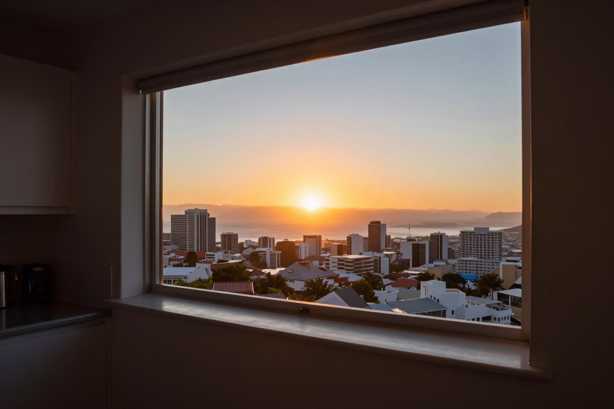 Cape Town Horizon Shot at As The Sun Drops Toward The Horizon in in Cape Town, South Africa