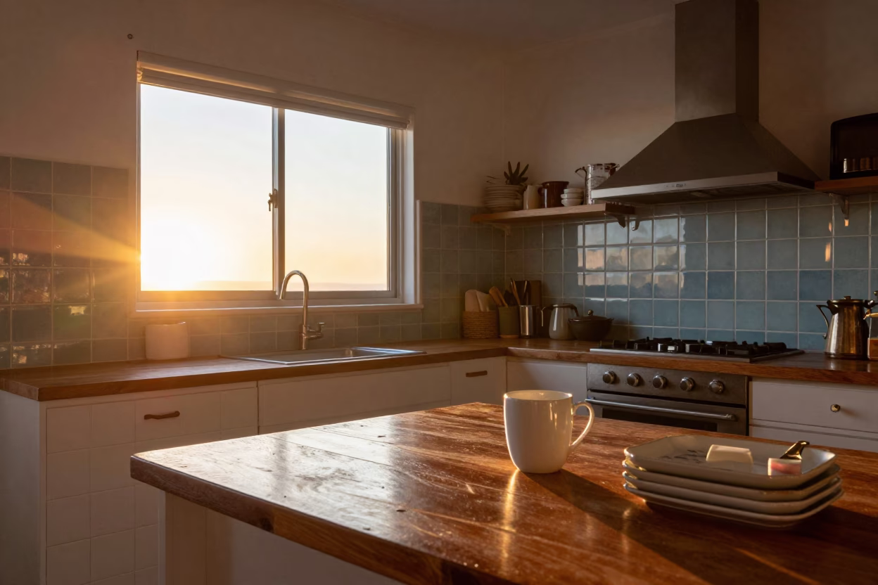 Cape Town Kitchen Interior at As The Sun Drops Toward The Horizon in in Cape Town, South Africa