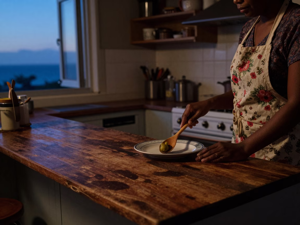 Cape Town Kitchen Scene at Twilight in in Cape Town, South Africa